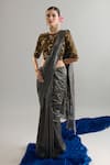 Buy_Anantaa By Roohi X AZA_Black Chanderi Silk Sequins, Crystals, Cut Work, Zari Embroidered Saree _Online