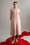 Buy_Anantaa By Roohi X AZA_Brown Silk, Chanderi Sequins, Zari, Embroidery Round Motif Kurta And Pant Set _Online_at_Aza_Fashions