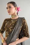 Shop_Anantaa By Roohi X AZA_Black Chanderi Silk Sequins, Crystals, Cut Work, Zari Embroidered Saree _Online_at_Aza_Fashions
