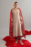 Shop_Anantaa By Roohi X AZA_Brown Silk, Chanderi Sequins, Zari, Embroidery Round Motif Kurta And Pant Set _Online_at_Aza_Fashions