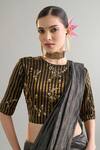 Shop_Anantaa By Roohi X AZA_Black Chanderi Silk Sequins, Crystals, Cut Work, Zari Embroidered Saree _Online
