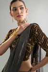 Anantaa By Roohi X AZA_Black Chanderi Silk Sequins, Crystals, Cut Work, Zari Embroidered Saree 