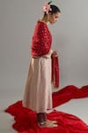 Anantaa By Roohi X AZA_Brown Silk, Chanderi Sequins, Zari, Embroidery Round Motif Kurta And Pant Set 