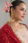Anantaa By Roohi X AZA_Brown Silk, Chanderi Sequins, Zari, Embroidery Round Motif Kurta And Pant Set 