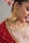 Anantaa By Roohi X AZA_Brown Silk, Chanderi Sequins, Zari, Embroidery Round Motif Kurta And Pant Set 