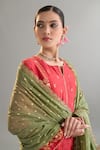 Anantaa By Roohi X AZA_Red Silk, Chanderi Sequins, Zari Round Neck Motif Kurta Set With Dupatta _Online