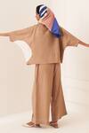Shop_OFRIDA_Beige Cotton Collared Circular Designer Shirt _at_Aza_Fashions