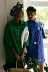 Buy_OFRIDA_Blue Cotton Collared Luna Aline Short Dress _Online_at_Aza_Fashions