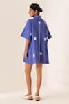 Shop_OFRIDA_Blue Cotton Collared Luna Aline Short Dress _at_Aza_Fashions