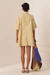 Shop_OFRIDA_Beige Cotton Collared Wc Limon A-line Short Dress _at_Aza_Fashions