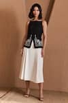 Buy_Label Deepika Nagpal_Black Cotton, Linen Embroidery Square Neck Zora Skirt Co-ord Set  _at_Aza_Fashions