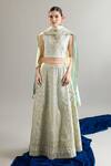 Anantaa By Roohi X AZA_Blue Silk, Brocade, Chanderi Sequins, Zari Round Light Embroidered Lehenga Set _Online