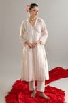Buy_Anantaa By Roohi X AZA_Off White Silk, Chanderi Gota Patti, Sequins, Embroidery Angarkha And Pant Set _at_Aza_Fashions