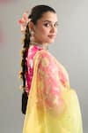 Shop_Anantaa By Roohi X AZA_Green Chanderi Cotton, Organza Sequins, Pearls Embroidered Lime Lehenga Set _Online_at_Aza_Fashions