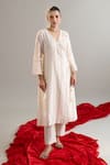 Shop_Anantaa By Roohi X AZA_Off White Silk, Chanderi Gota Patti, Sequins, Embroidery Angarkha And Pant Set _at_Aza_Fashions