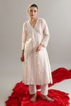 Anantaa By Roohi X AZA_Off White Silk, Chanderi Gota Patti, Sequins, Embroidery Angarkha And Pant Set _at_Aza_Fashions