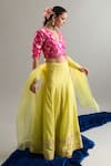 Buy_Anantaa By Roohi X AZA_Green Chanderi Cotton, Organza Sequins, Pearls Embroidered Lime Lehenga Set _Online