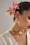 Anantaa By Roohi X AZA_Off White Silk, Chanderi Gota Patti, Sequins, Embroidery Angarkha And Pant Set _Online