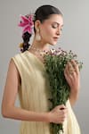 Buy_Anantaa By Roohi X AZA_Yellow Silk, Chanderi Gota Patti, Sequins, Embroidery V-neck Light Kurta Set _Online_at_Aza_Fashions