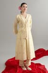 Anantaa By Roohi X AZA_Yellow Silk, Chanderi Gota Patti, Sequins, Embroidery V-neck Light Kurta Set _at_Aza_Fashions