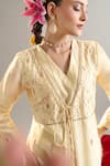 Shop_Anantaa By Roohi X AZA_Yellow Silk, Chanderi Gota Patti, Sequins, Embroidery V-neck Light Kurta Set _Online