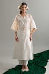 Buy_Anantaa By Roohi X AZA_Off White Silk, Silk, Sequins, Embroidery Kaftan And Pant Set _at_Aza_Fashions