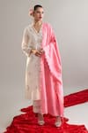 Anantaa By Roohi X AZA_Off White Silk, Chanderi Sequins, Zari, Cut Work, Floral Kurta Pant Set _Online_at_Aza_Fashions