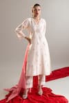 Shop_Anantaa By Roohi X AZA_Off White Silk, Chanderi Sequins, Zari, Cut Work, Floral Kurta Pant Set _at_Aza_Fashions
