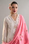 Anantaa By Roohi X AZA_Off White Silk, Chanderi Sequins, Zari, Cut Work, Floral Kurta Pant Set _Online
