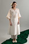 Buy_Anantaa By Roohi X AZA_Off White Silk, Silk, Sequins, Embroidery Kaftan And Pant Set 