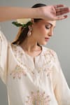 Anantaa By Roohi X AZA_Off White Silk, Silk, Sequins, Embroidery Kaftan And Pant Set _Online