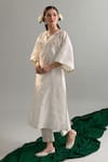 Anantaa By Roohi X AZA_Off White Silk, Silk, Sequins, Embroidery Kaftan And Pant Set 