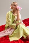 Buy_Anantaa By Roohi X AZA_Green Silk, Chanderi Gota Patti, Sequins Round Neck Embroidered Kurta And Pant Set _Online