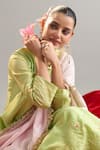Anantaa By Roohi X AZA_Green Silk, Chanderi Gota Patti, Sequins Round Neck Embroidered Kurta And Pant Set 