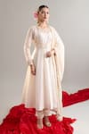 Shop_Anantaa By Roohi X AZA_Off White Silk, Chanderi, Cotton Sequins, Zari, Cut Work, Anarkali Set _Online_at_Aza_Fashions