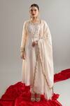 Shop_Anantaa By Roohi X AZA_Off White Silk, Chanderi, Cotton Sequins, Zari, Cut Work, Anarkali Set _at_Aza_Fashions