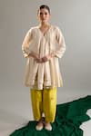 Buy_Anantaa By Roohi X AZA_Cream , , Sequins, Zari, Cut Anarkali And Yellow Salwar _Online_at_Aza_Fashions