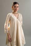 Shop_Anantaa By Roohi X AZA_Cream , , Sequins, Zari, Cut Anarkali And Yellow Salwar 