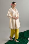 Shop_Anantaa By Roohi X AZA_Cream , , Sequins, Zari, Cut Anarkali And Yellow Salwar _Online