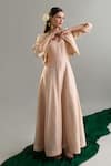 Buy_Anantaa By Roohi X AZA_Beige Silk, Chanderi Sequins, Pearls, Zari, Cut Work, Anarkali And Jacket Set _Online