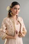 Shop_Anantaa By Roohi X AZA_Beige Silk, Chanderi Sequins, Pearls, Zari, Cut Work, Anarkali And Jacket Set _Online
