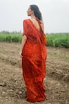 Gazab by Miku Kumar_Orange Organza Embroidery Open , Keyhole Designer Cape Set _Online_at_Aza_Fashions