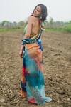Buy_Gazab by Miku Kumar_Multi Color Organza Beads, Tassels High , Halter Cape Set _Online_at_Aza_Fashions