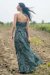 Shop_Gazab by Miku Kumar_Green Organza Halter Neck Palm Escape Maxi Dress _at_Aza_Fashions