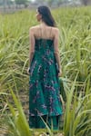 Gazab by Miku Kumar_Green Organza Asymmetric Ruffled Maxi Dress _Online_at_Aza_Fashions