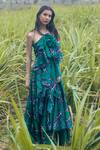 Buy_Gazab by Miku Kumar_Green Organza Asymmetric Ruffled Maxi Dress 