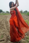 Shop_Gazab by Miku Kumar_Orange Organza Asymmetric Gypsy Moonrise Kaftan Dress _Online_at_Aza_Fashions