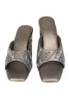 NR By Nidhi Rathi_Silver Copper Embellished Block Heels _at_Aza_Fashions