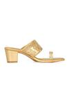 NR By Nidhi Rathi_Gold Beads, Sequins Embellished One-toe Block Heels _Online_at_Aza_Fashions