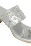 Buy_NR By Nidhi Rathi_Silver Sequins, Beads Embellished Open-toe Block Heels 